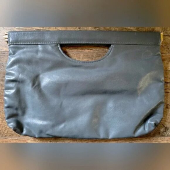 Vintage 1980s Dark Gray Clutch Purse by Bag Bazaar • Facile Frame - Picture 2 of 6